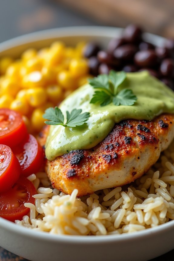 creamy avocado chicken bowl