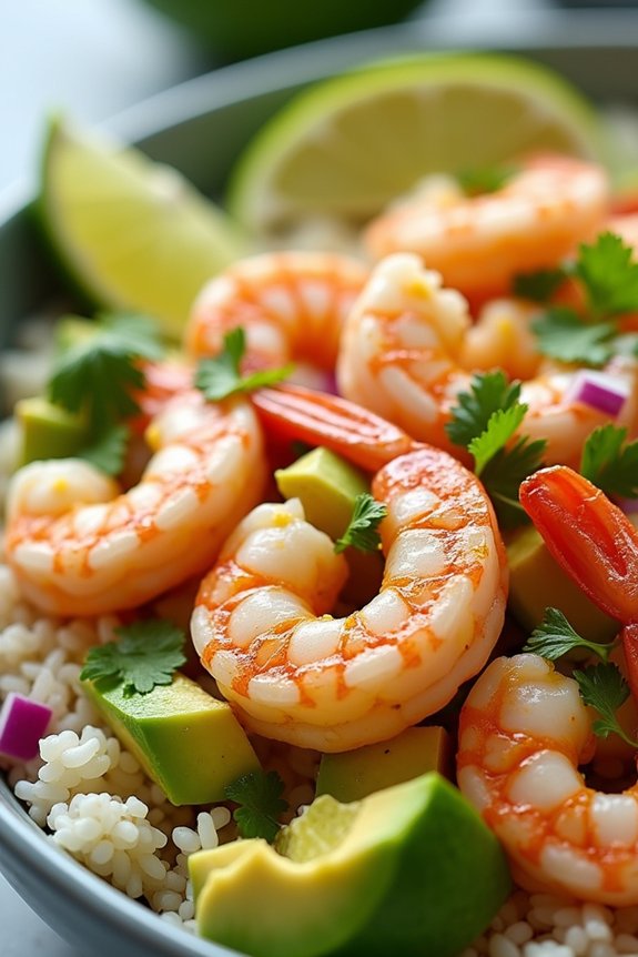 creamy avocado shrimp bowl