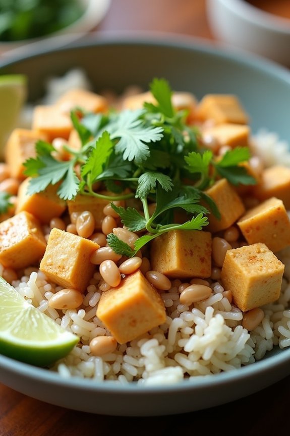 creamy tofu with peanut sauce