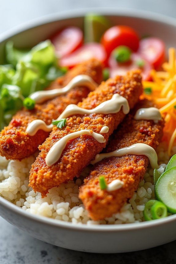 crispy chicken rice bowl