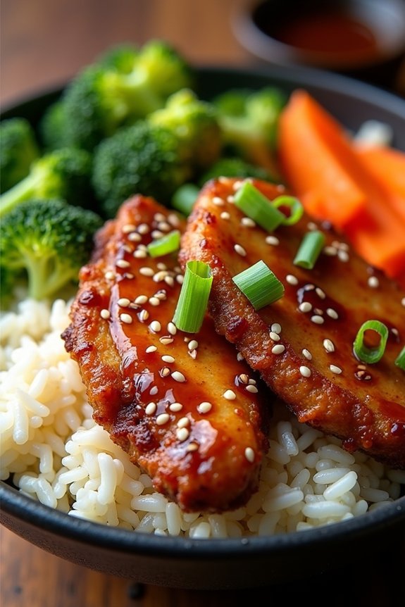 crispy chicken teriyaki rice bowl