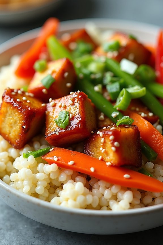 crispy tofu with cauliflower rice