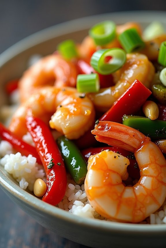 delicious spicy shrimp rice bowl