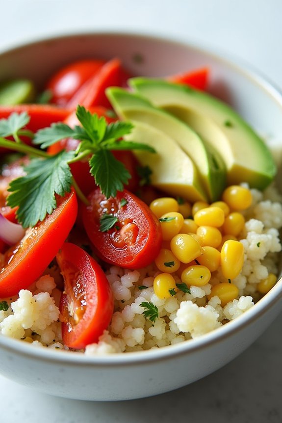 garlic lime cauliflower rice bowl