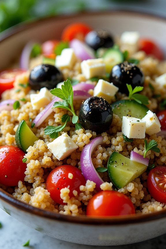 greek quinoa rice bowl