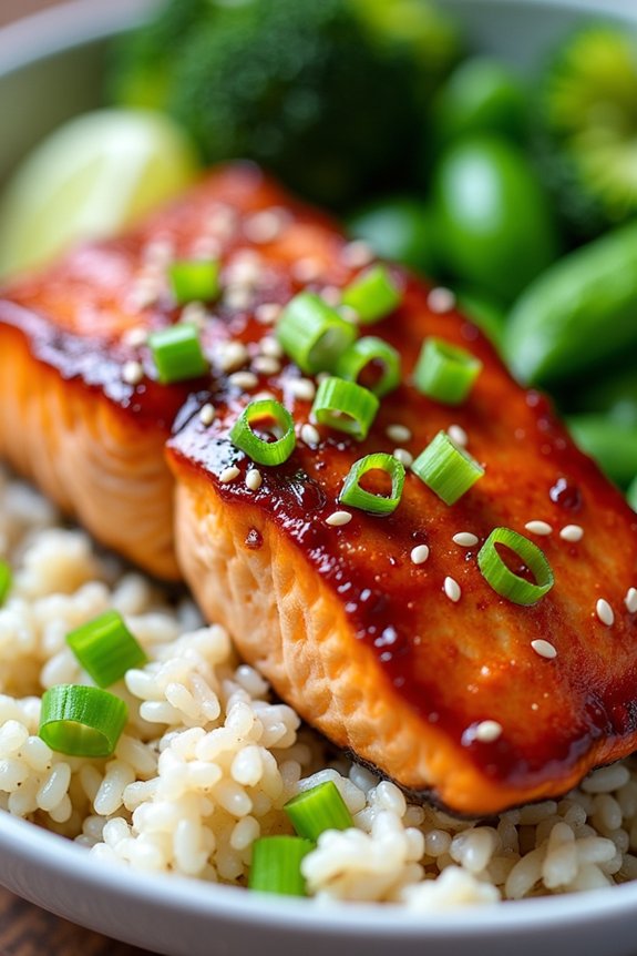 honey garlic salmon bowl