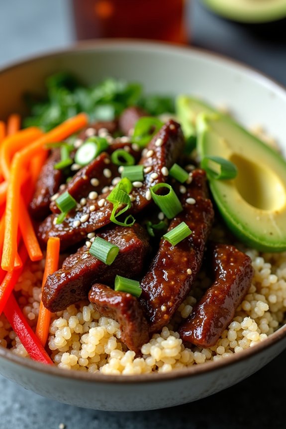 korean beef quinoa bowl