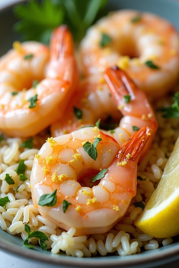 lemon garlic shrimp rice bowl