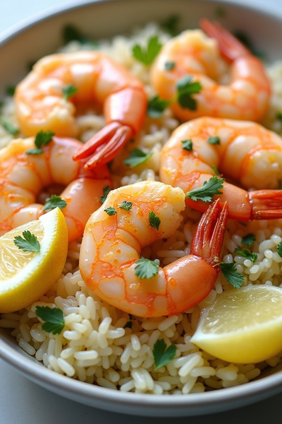 lemon garlic shrimp rice bowl