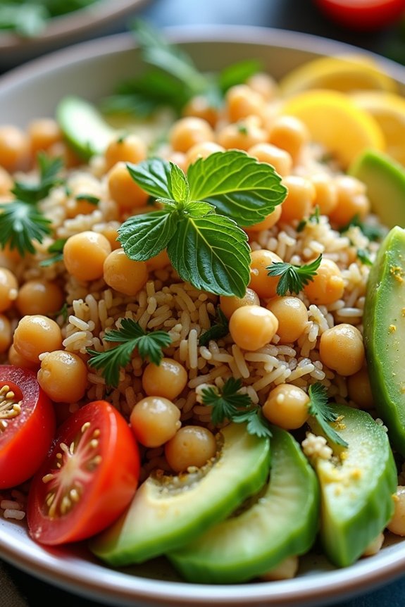 lemon herb chickpea rice bowl