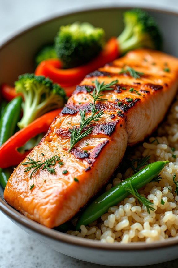 lemon herb grilled salmon bowl