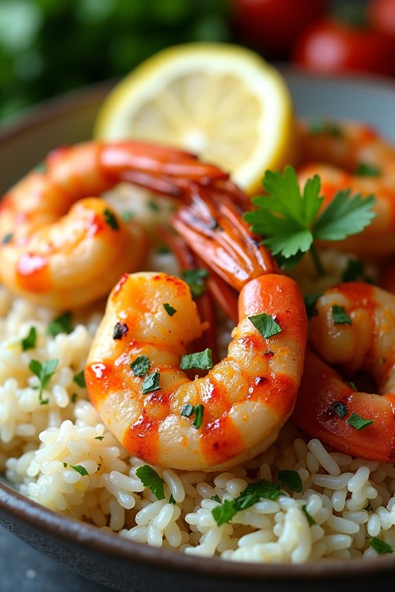 lemon herb shrimp rice bowl