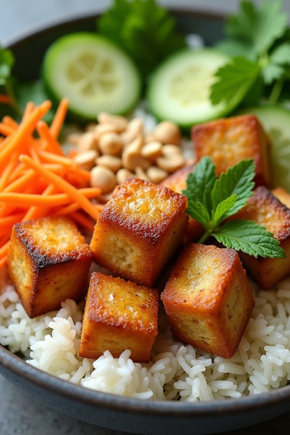 lemongrass tofu rice bowl