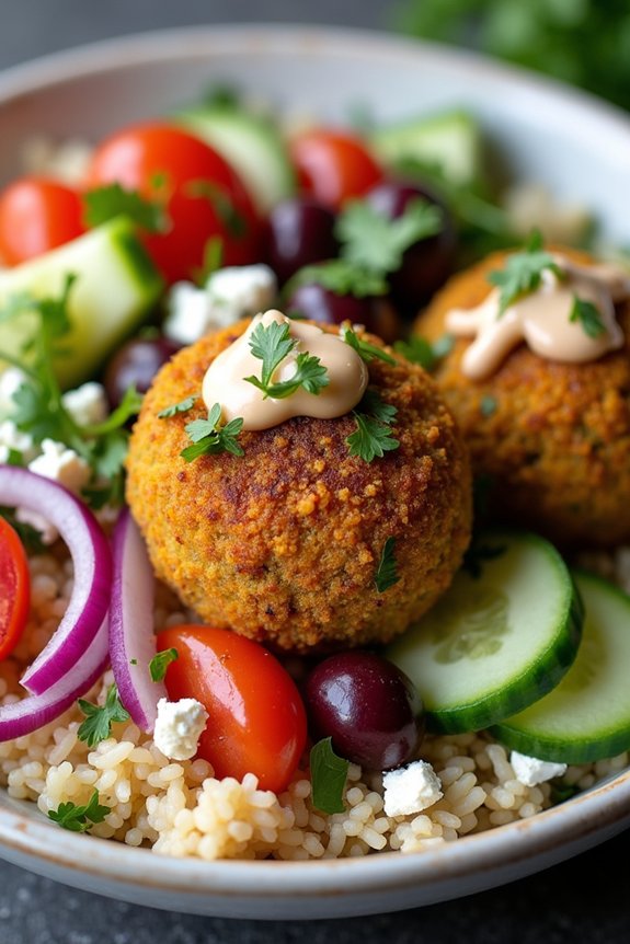 mediterranean falafel rice bowl