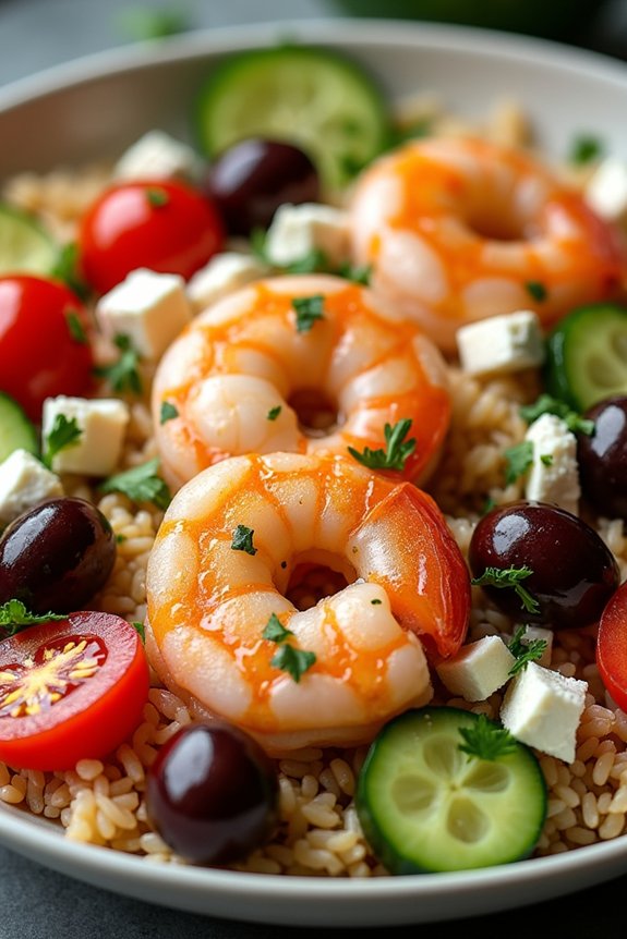mediterranean shrimp rice bowl