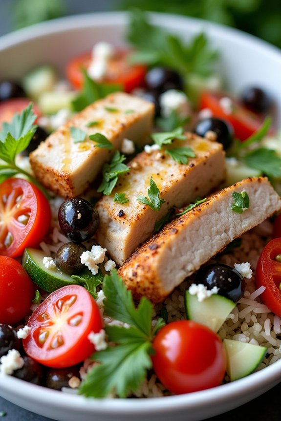 mediterranean tuna rice bowl