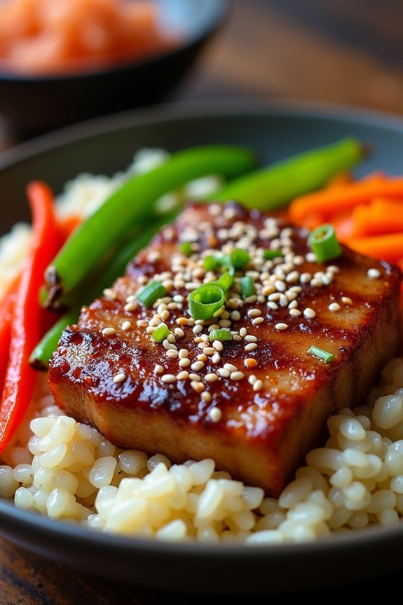 miso glazed tuna rice bowl