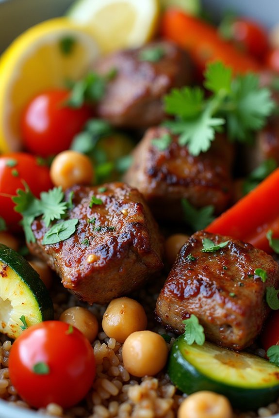 moroccan lamb and vegetable bowl