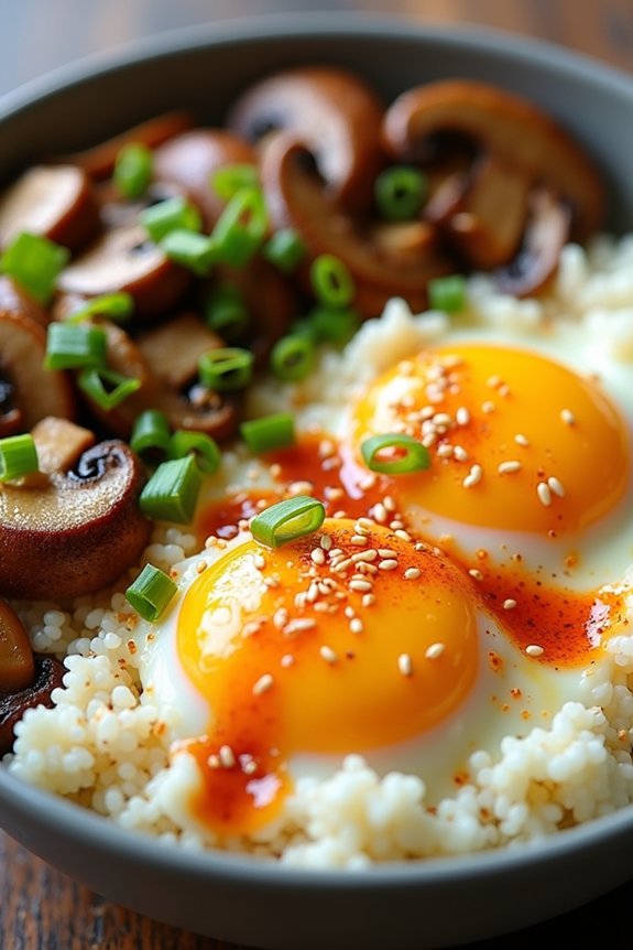 mushroom egg rice bowl delight