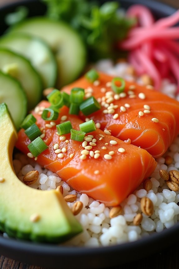 nutritious avocado salmon bowl