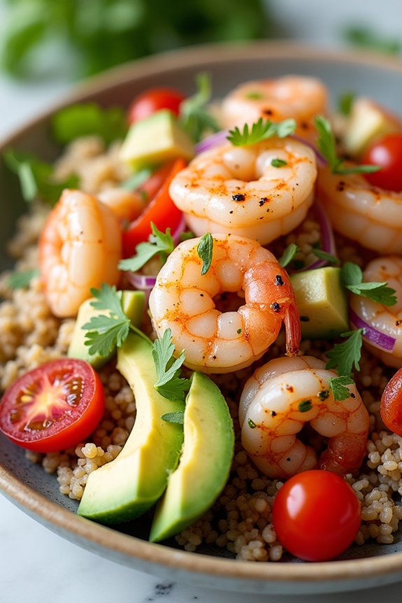 nutritious avocado shrimp bowl