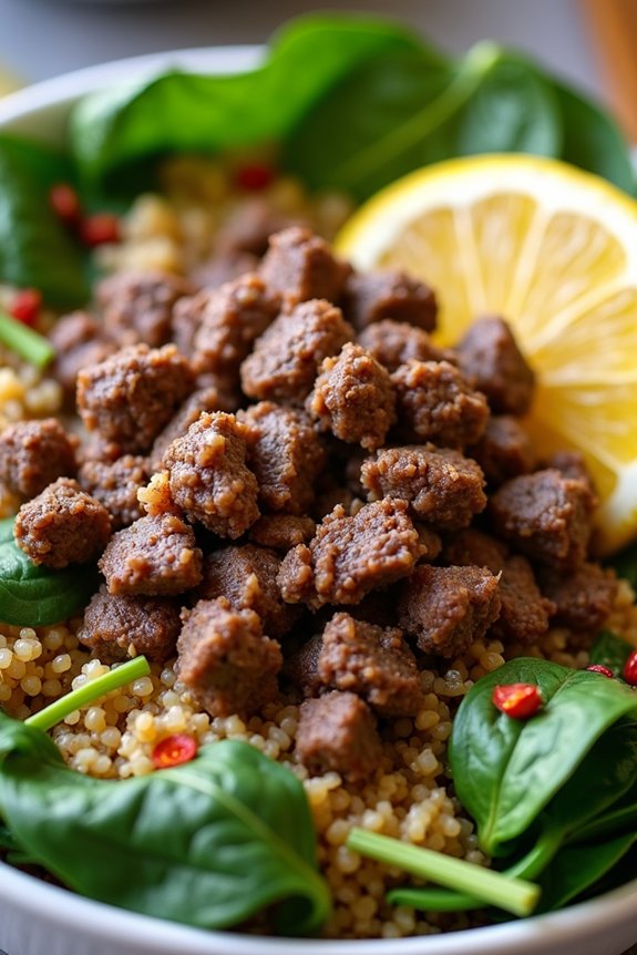 nutritious beef quinoa bowl