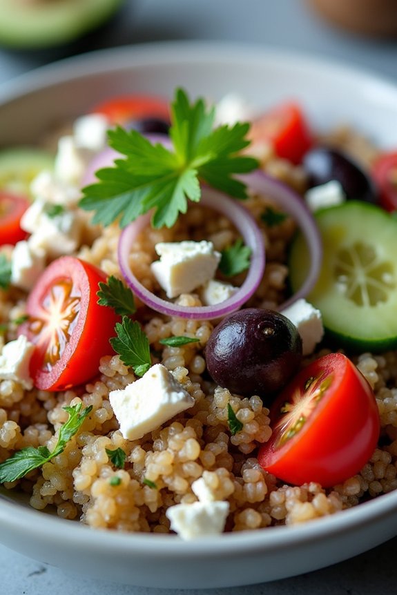 nutritious mediterranean quinoa bowl