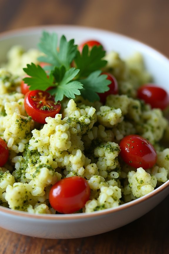 nutritious pesto cauliflower bowl