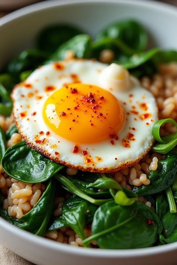 nutritious spinach egg bowl