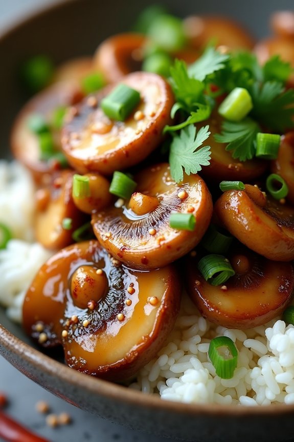 oyster mushroom ginger rice bowl
