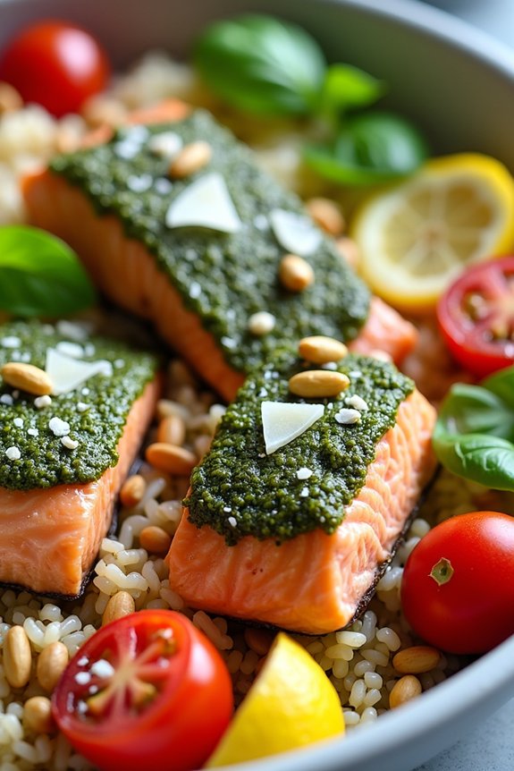 pesto salmon rice bowl recipe