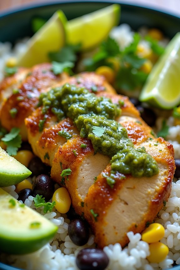 satisfying mexican chicken rice bowl