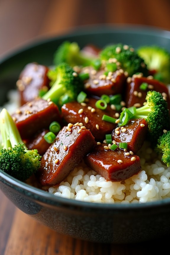savory beef broccoli bowl