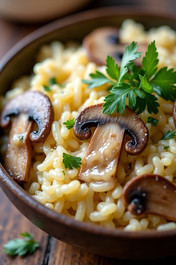 savory porcini parmesan rice bowl