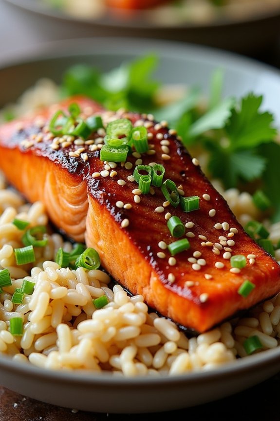 savory salmon rice bowl