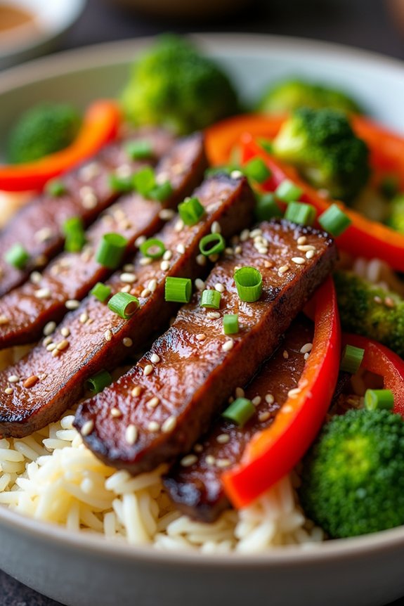 savory teriyaki steak rice bowl