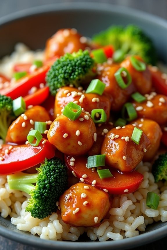 spicy chicken and broccoli bowl