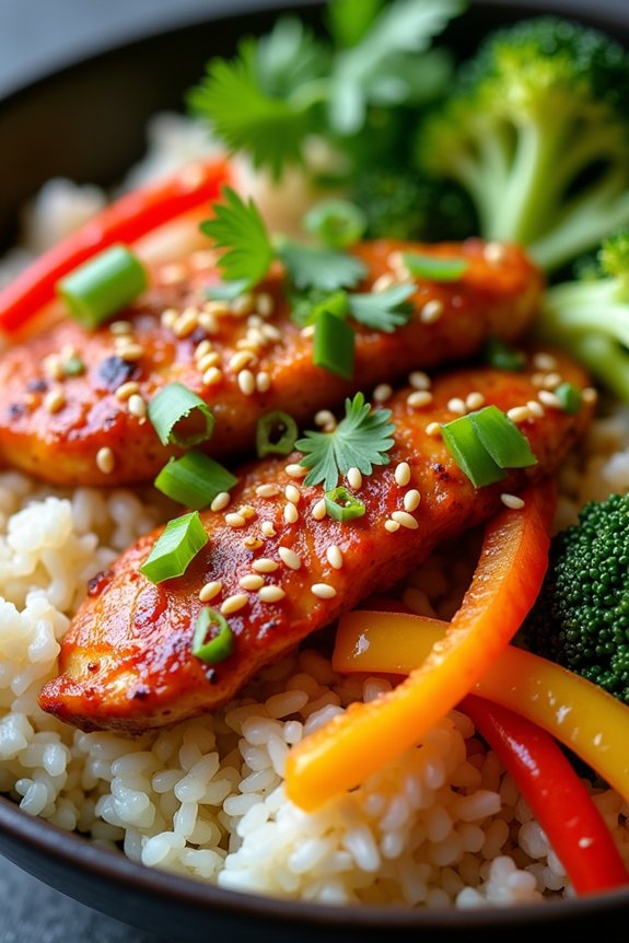 spicy chicken rice bowl