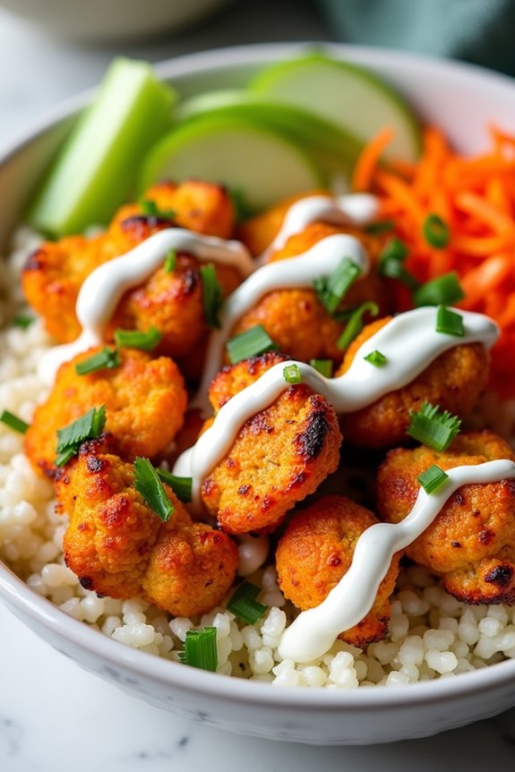 spicy healthy cauliflower rice bowl