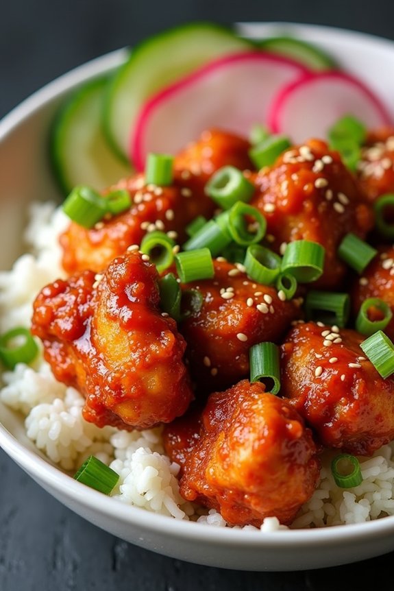 spicy korean fried chicken bowl