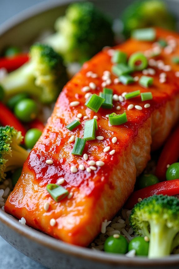 spicy salmon rice bowl