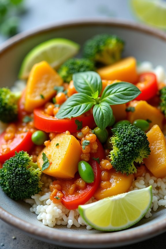 spicy thai curry cauliflower bowl