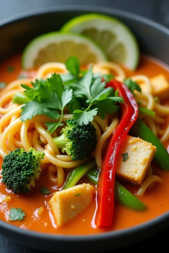spicy thai red curry noodles