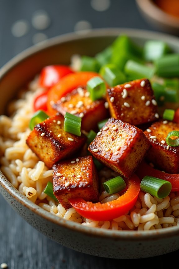 spicy tofu rice bowl recipe