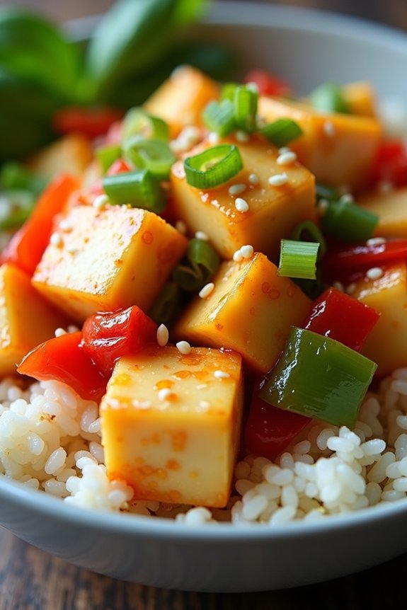 sweet and sour tofu bowl