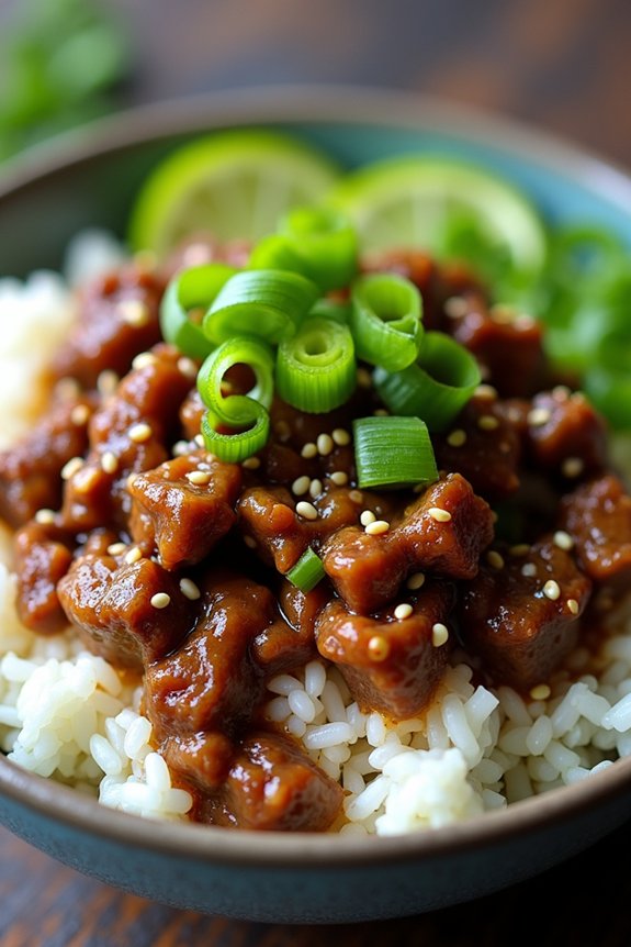 sweet savory beef rice bowl