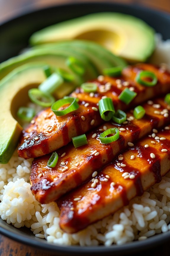 teriyaki chicken avocado rice bowl