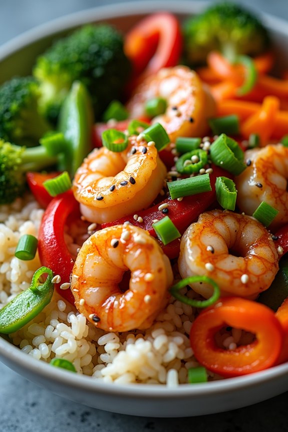 teriyaki shrimp vegetable rice bowl