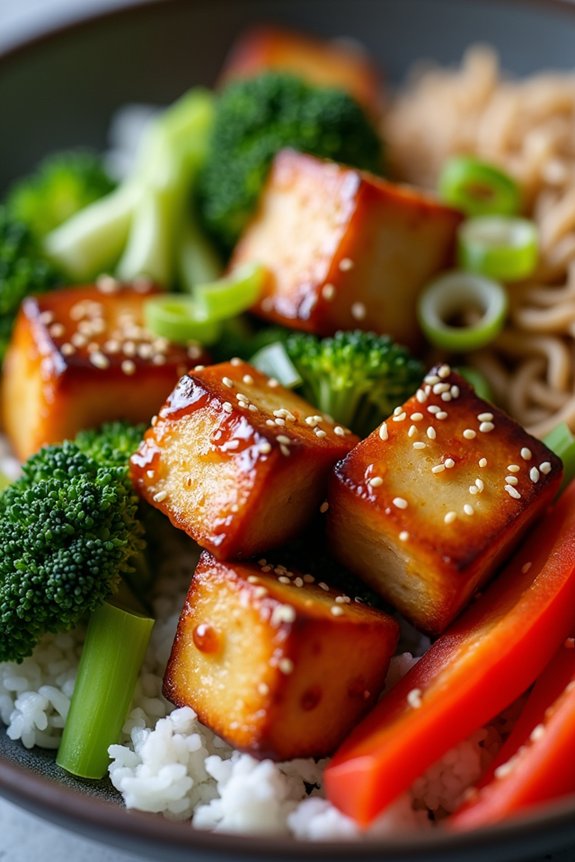 teriyaki tofu rice bowl