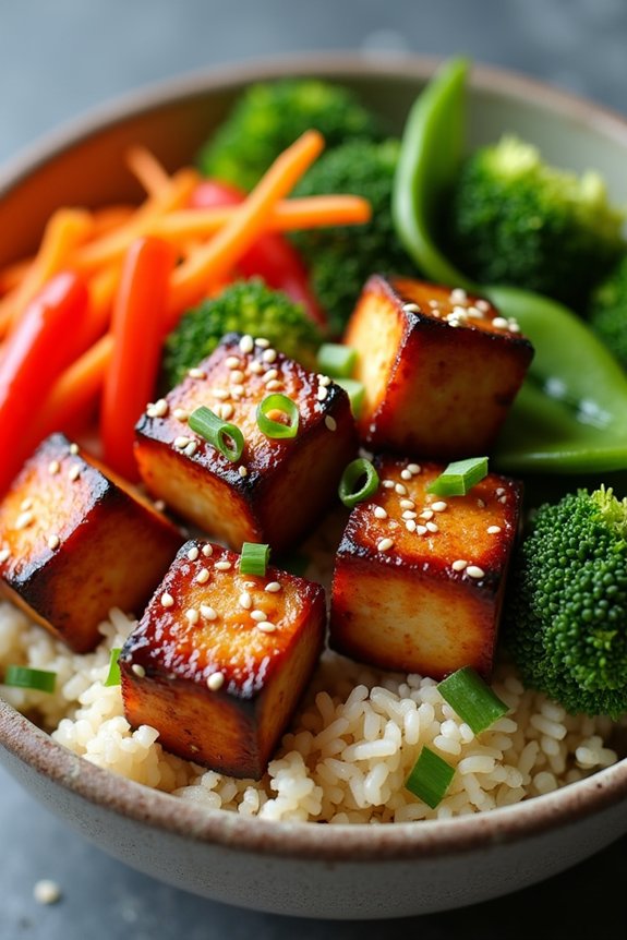 teriyaki tofu veggie rice bowl